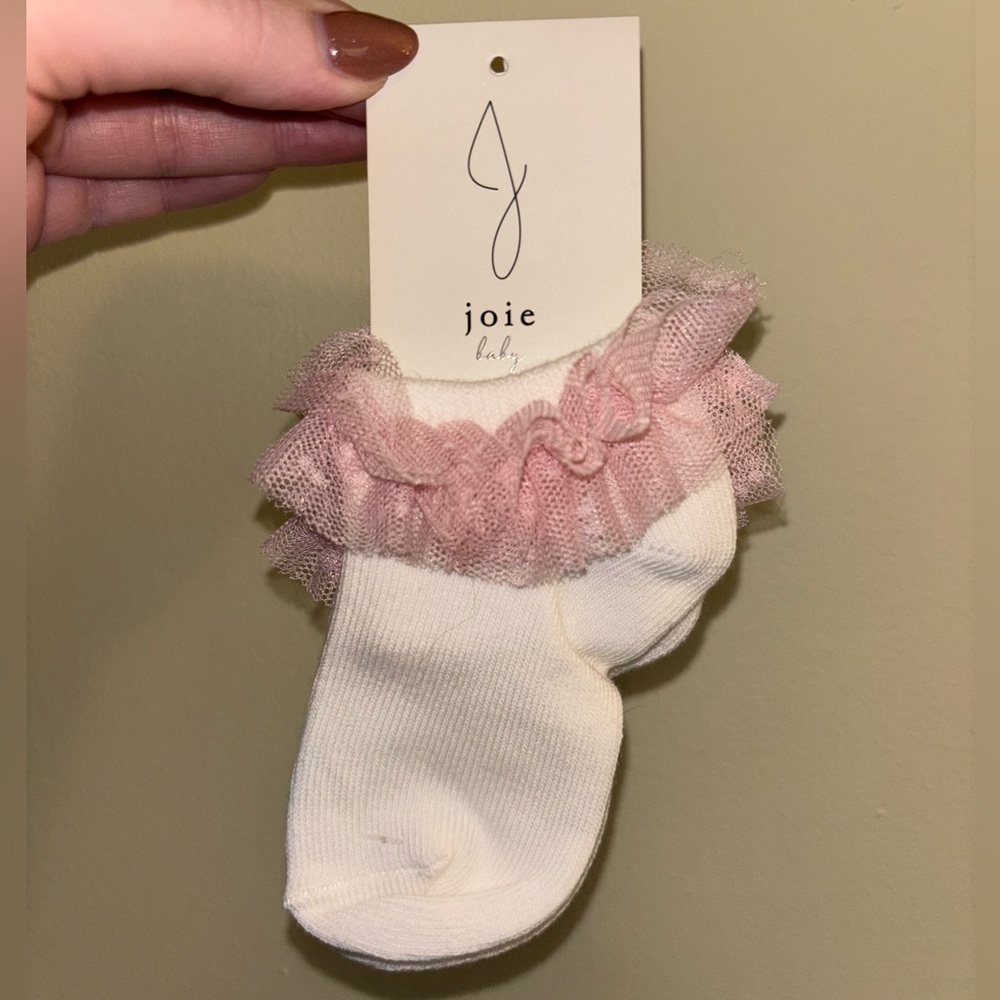 *NWT* Joie Baby Girl White and Pink Ruffle Socks